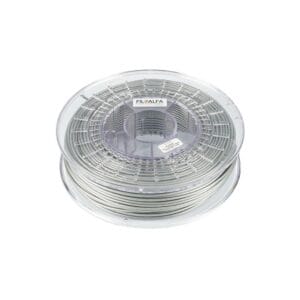 PLA filament with a metallic sheen in gray for 3D printing.
