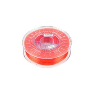 Transparent red PLA filament for 3D printing.
