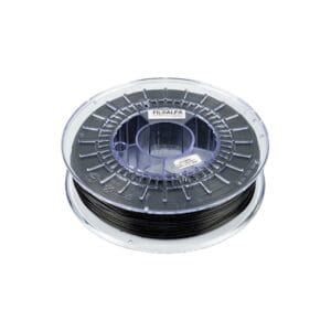 Black PLA filament for 3D printing.